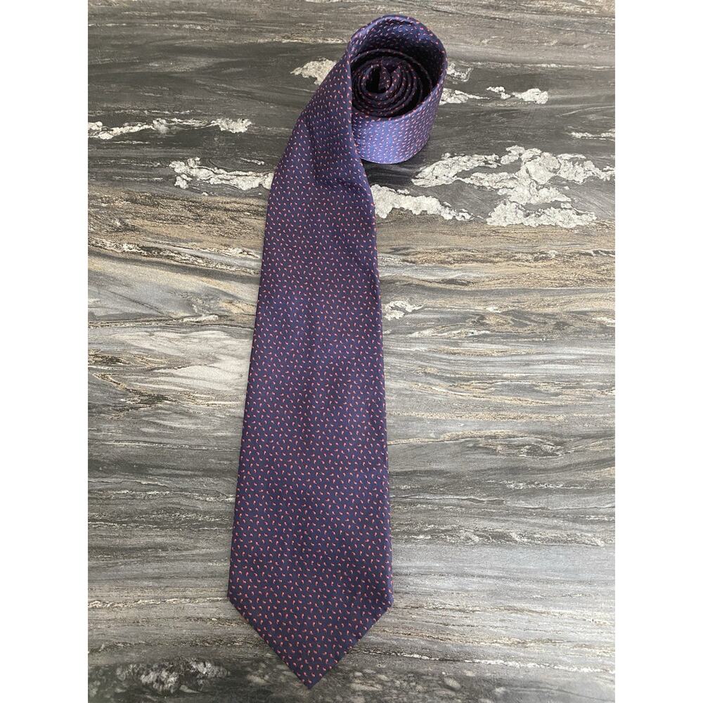 Brooks Brothers 100% Silk Tie Navy and Red Patterned - Picture 3 of 4